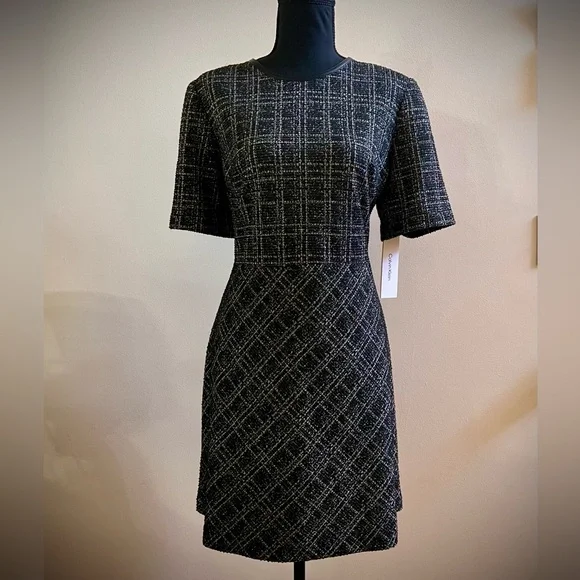 Calvin Klein Black and White Plaid Dress - Picture 1 of 5